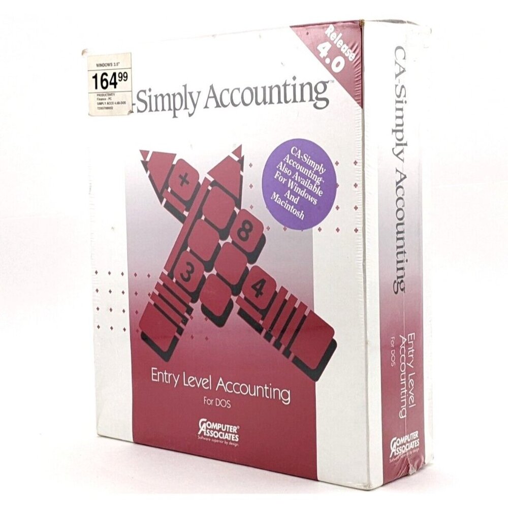 Computer Associates CA Simply Accounting Release 4.0 3.5" Diskettes DOS 3.0  New